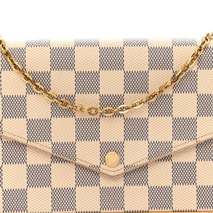 Louis Vuitton Damier Azur Pochette Felicie Chain Wallet Rose Ballerine 8 of 11