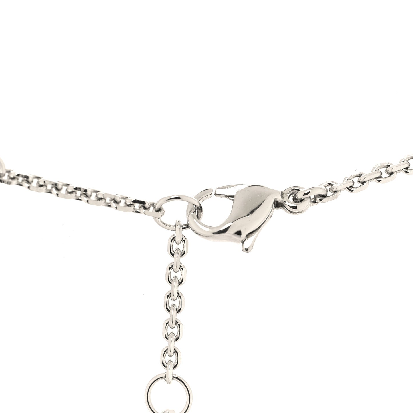 Metal Crystal Logo Clover Necklace Silver