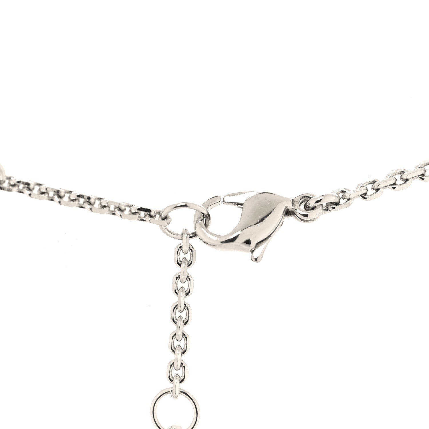 Christian Dior Metal Crystal Logo Clover Necklace Silver 4 of 5