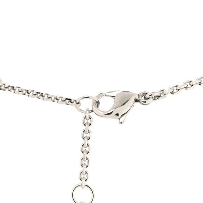 Christian Dior Metal Crystal Logo Clover Necklace Silver 4 of 5