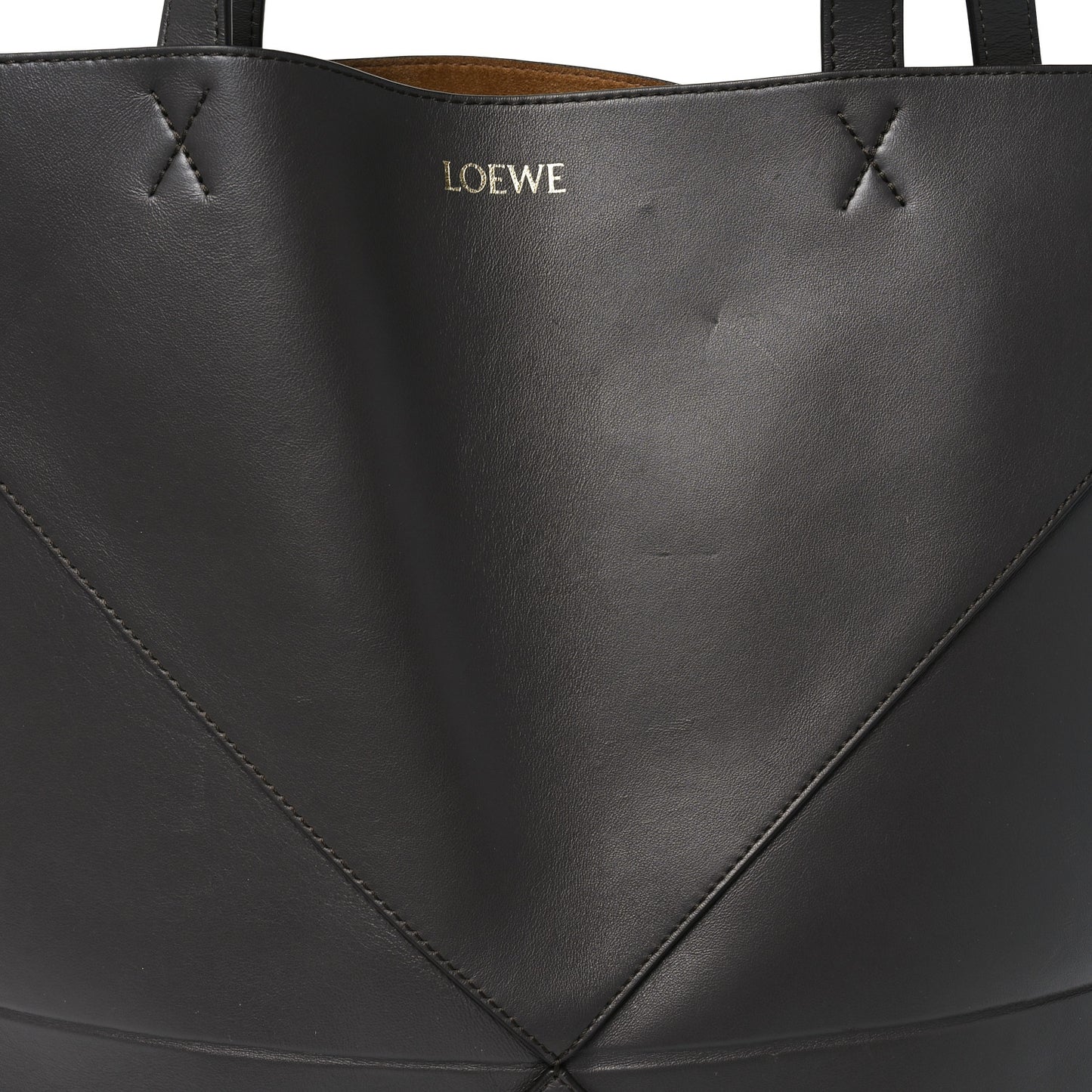 Shiny Calfskin Large Puzzle Fold Tote Dark Grey