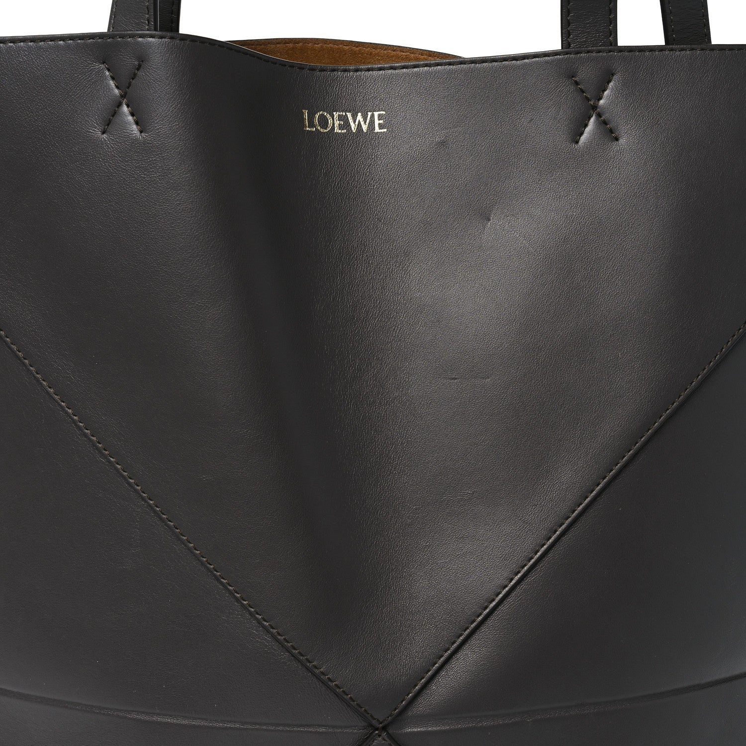 Loewe Shiny Calfskin Large Puzzle Fold Tote Dark Grey 8 of 10