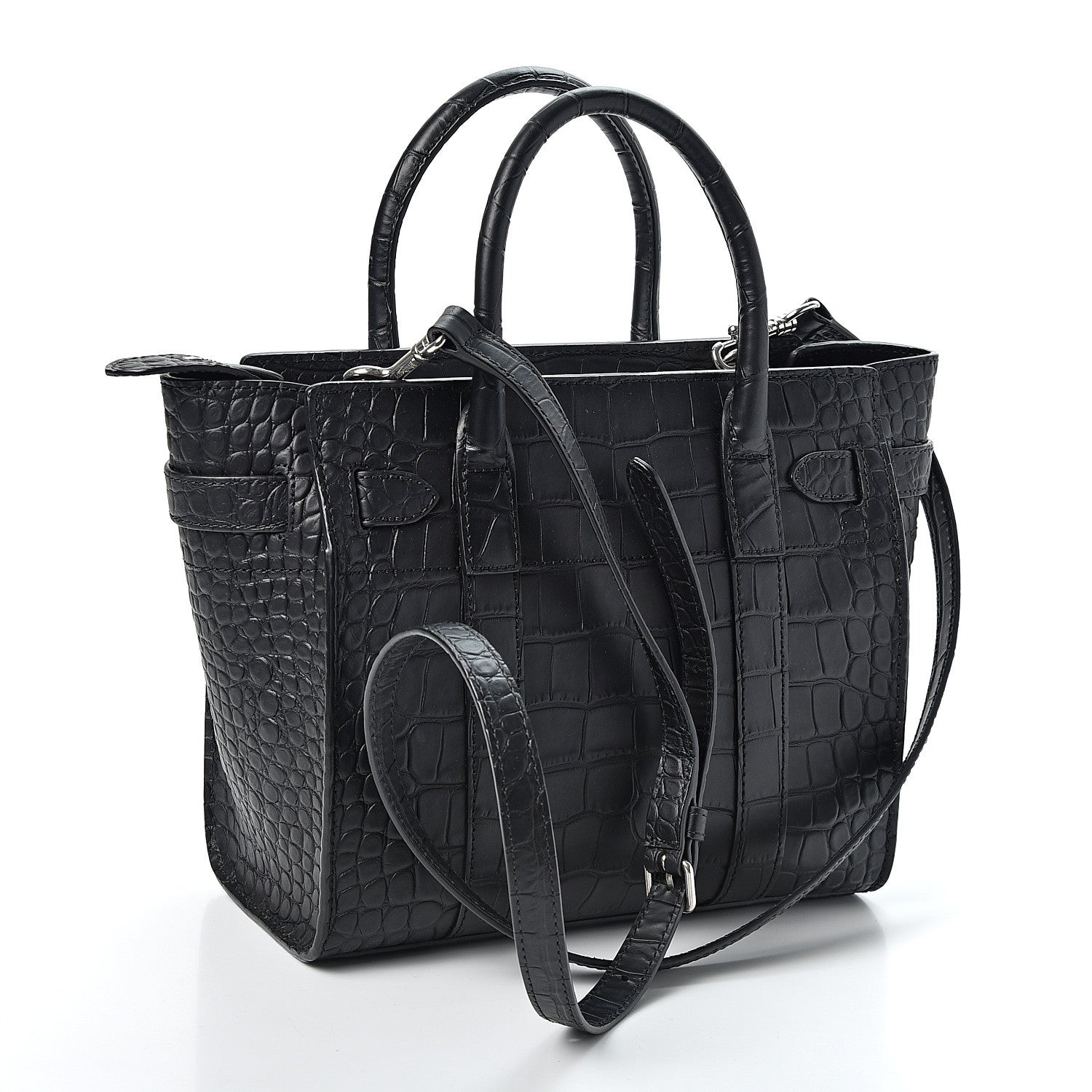 Mulberry Crocodile Embossed Mini Zipped Bayswater Black 2 of 8