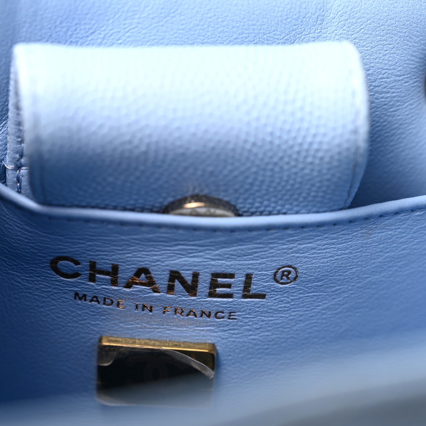 Caviar Quilted Mini Bucket Bag Blue