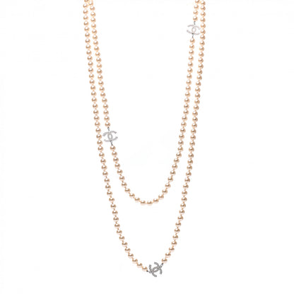 Chanel Pearl CC Long Necklace Silver 1 of 5