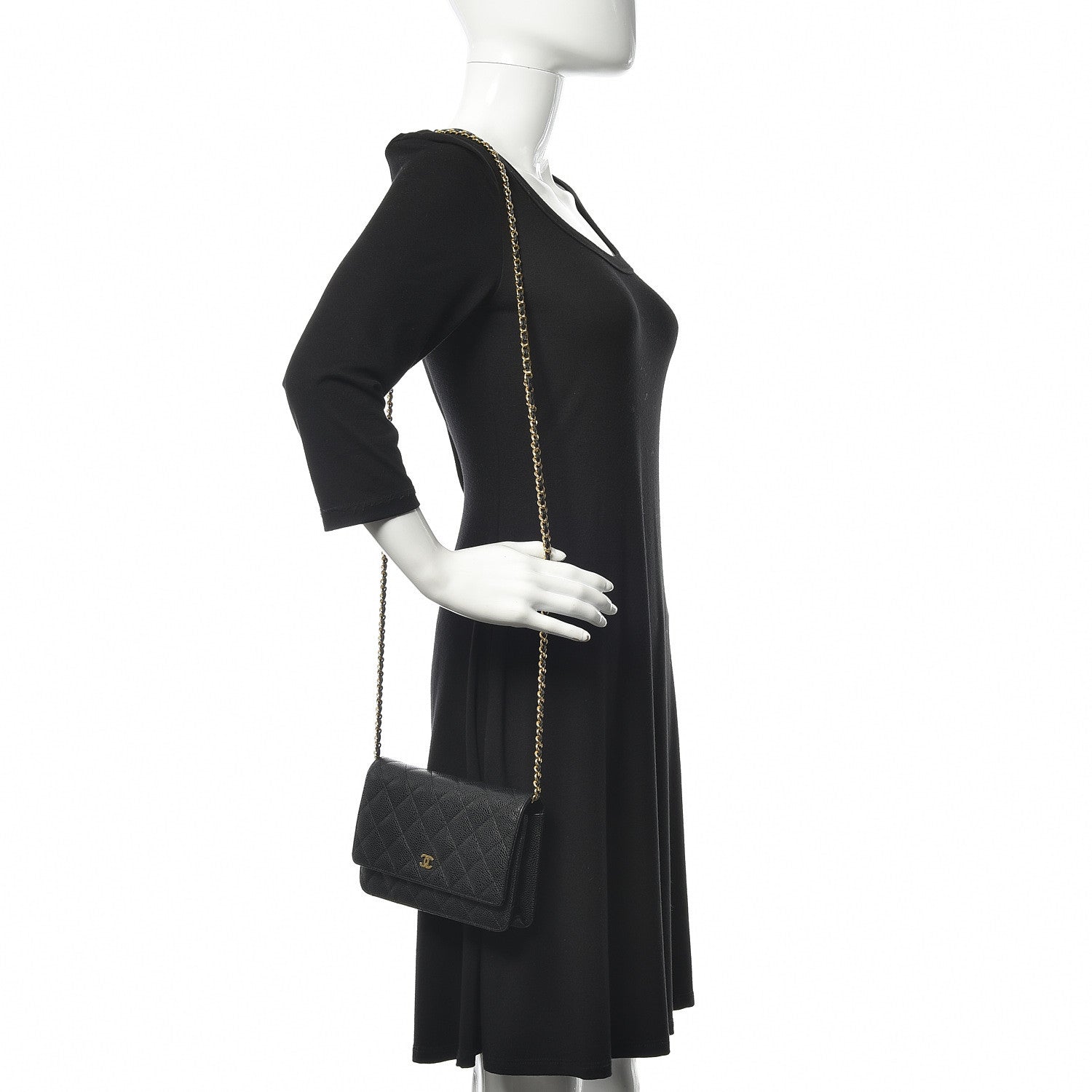 Chanel Caviar Quilted Wallet On Chain WOC Black 2 of 13