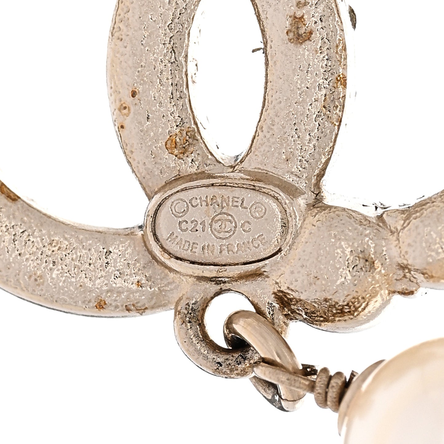 Crystal Pearl CC Drop Earrings Gold Pearly White