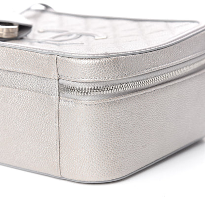 Chanel Metallic Caviar Quilted Large CC Filigree Vanity Case Silver 6 of 12