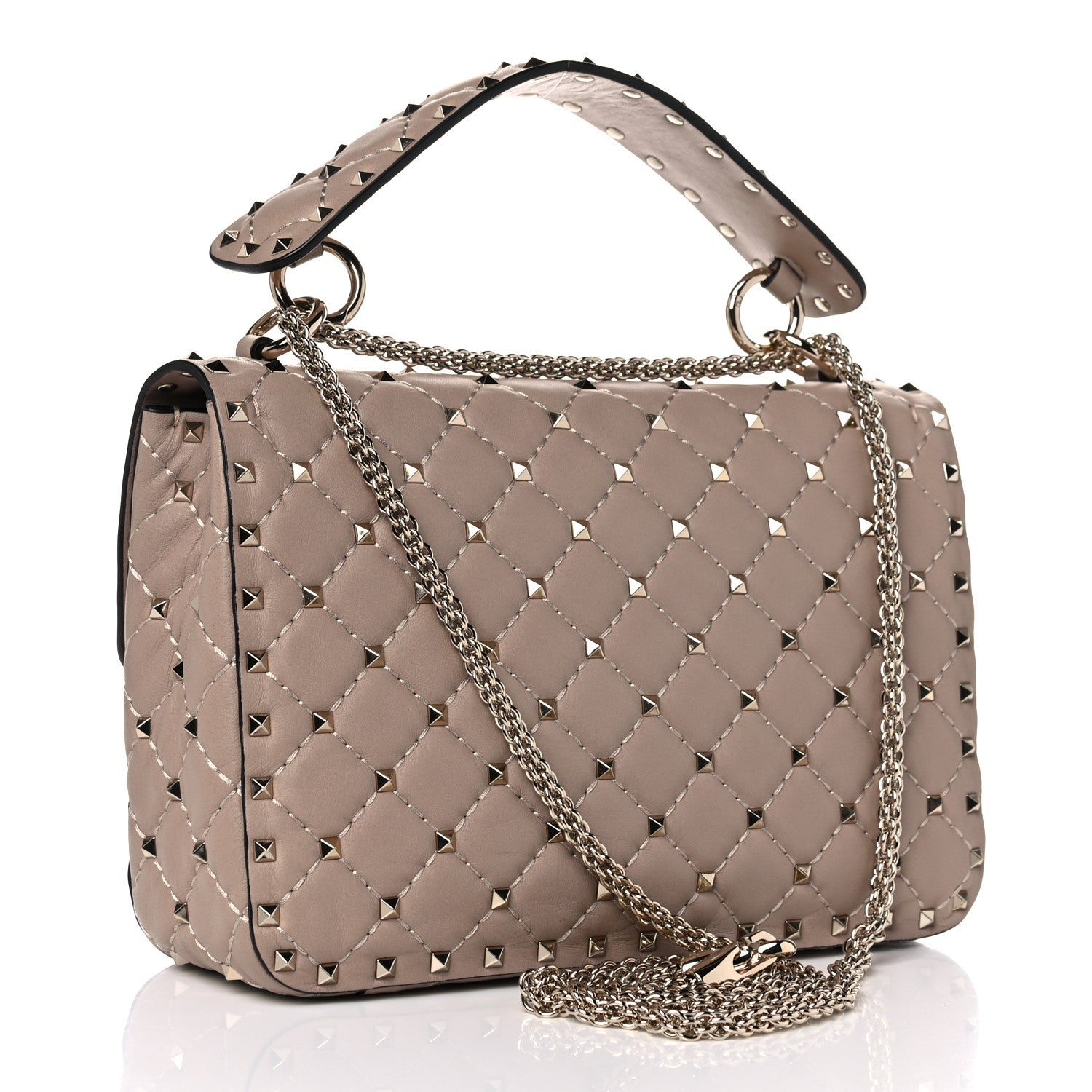 Valentino Garavani Lambskin Medium Rockstud Spike Shoulder Bag Poudre 3 of 9