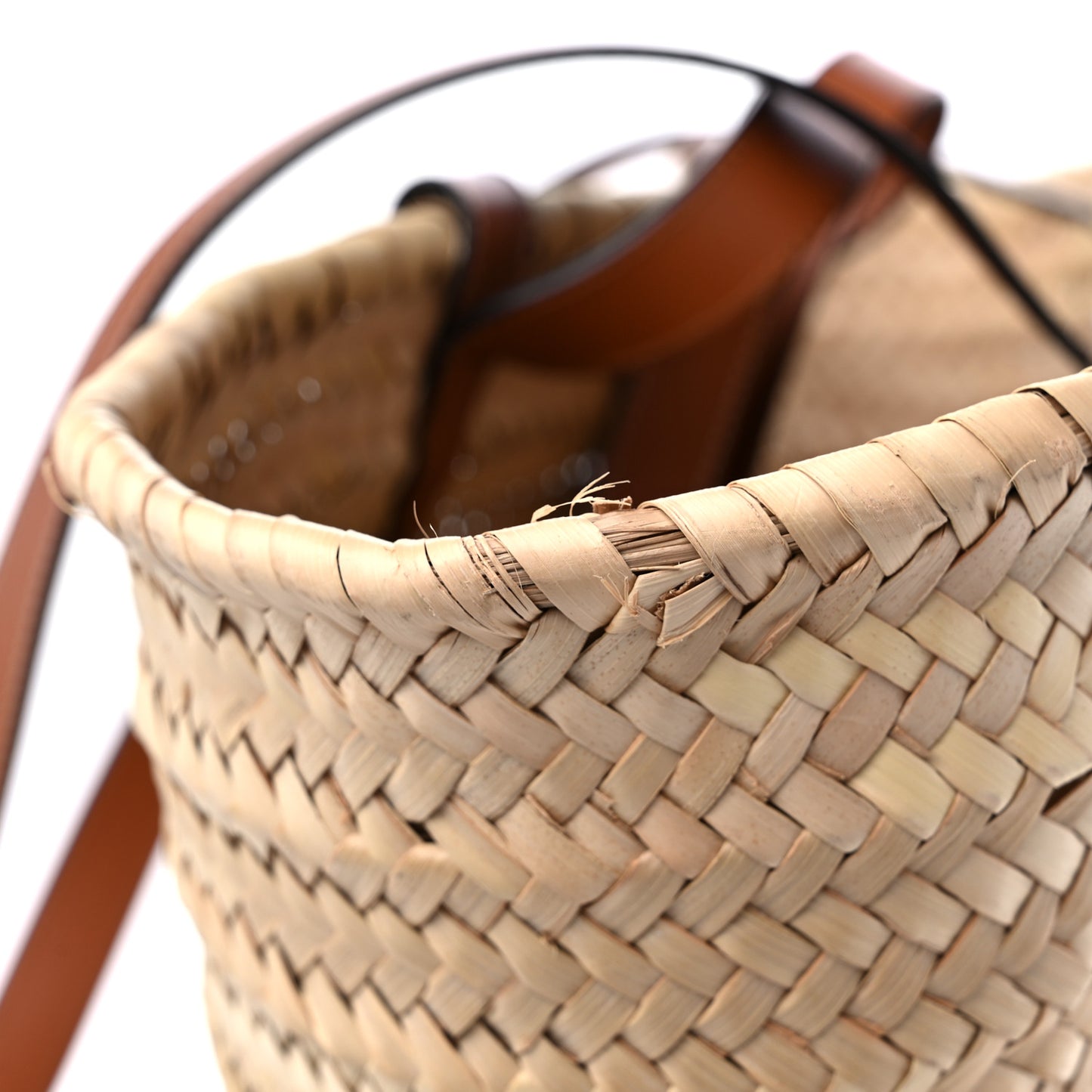 Raffia Calfskin Triomphe Medium Panier Tan
