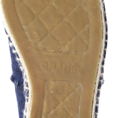 Chanel Denim Toile CC Espadrilles 38 Navy Black 10 of 11