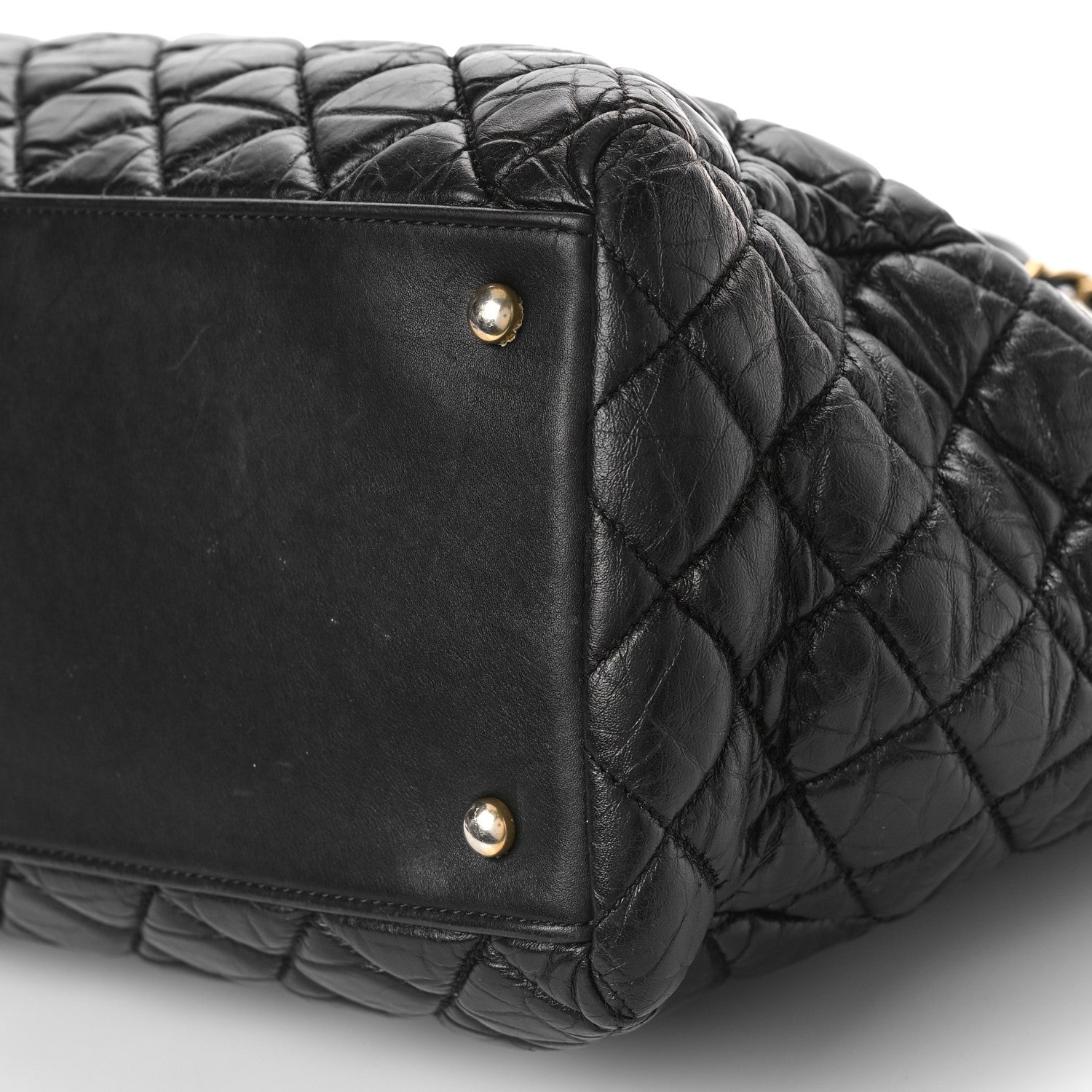 Chanel Aged Calfskin Quilted Large Coco Handle Shopping Tote Black 9 of 12