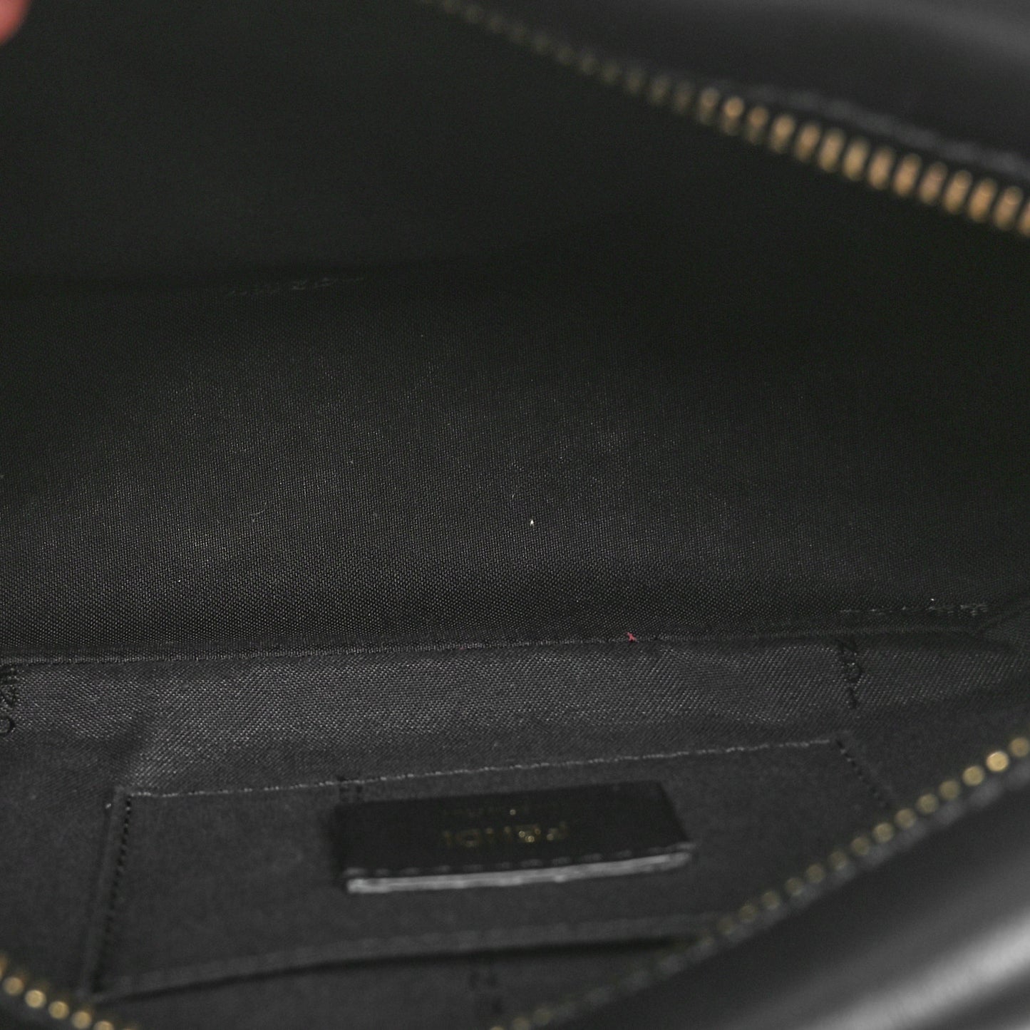 Glazed Fabric Vitello Century F is Fendi FF 1974 Stamp Patch Camera Case Mogano Panna Black