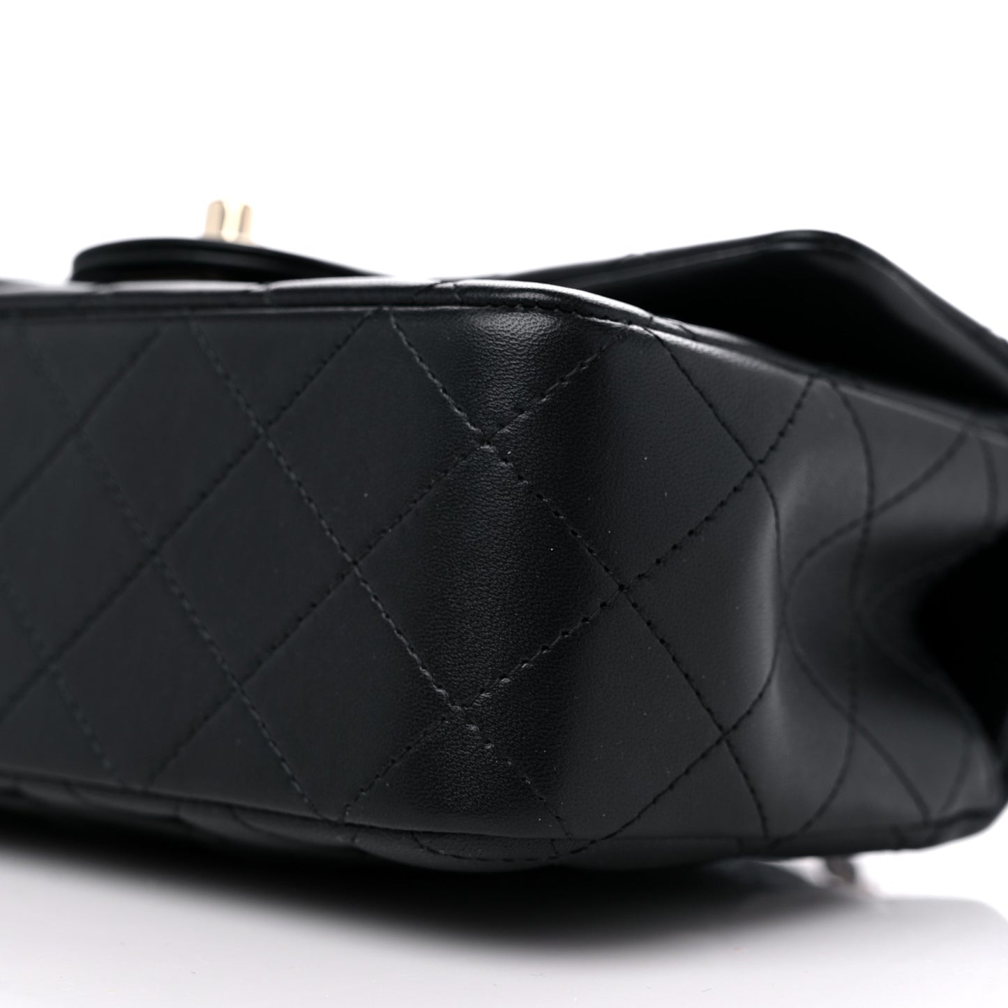 Lambskin Quilted Mini Top Handle Rectangular Flap Black