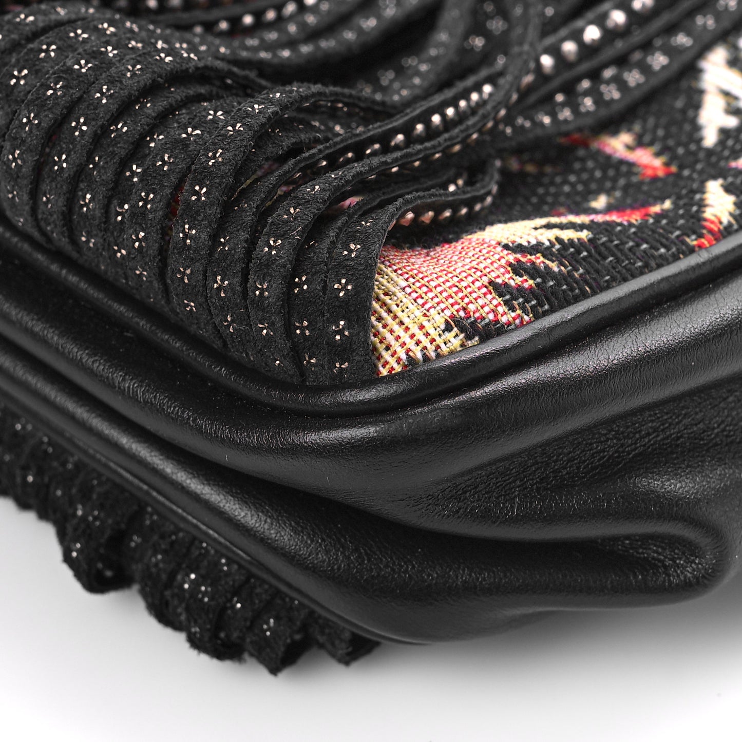 Jacquard Leather Small Fringed Sunset Helena Bucket Bag