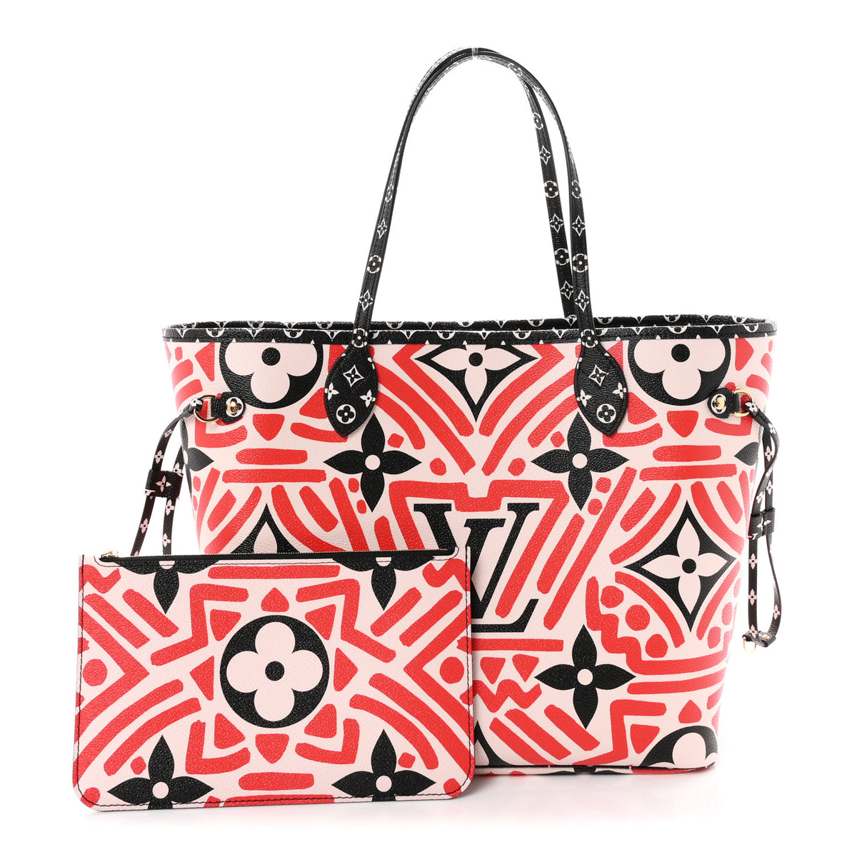 Louis Vuitton Monogram Giant Crafty Neverfull MM Creme Rouge Black 2 of 11