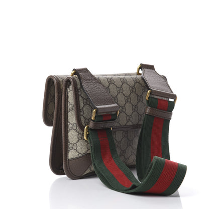 Gucci GG Supreme Monogram Web Small Neo Vintage Double Flap Messenger Bag Beige New Acero 5 of 12