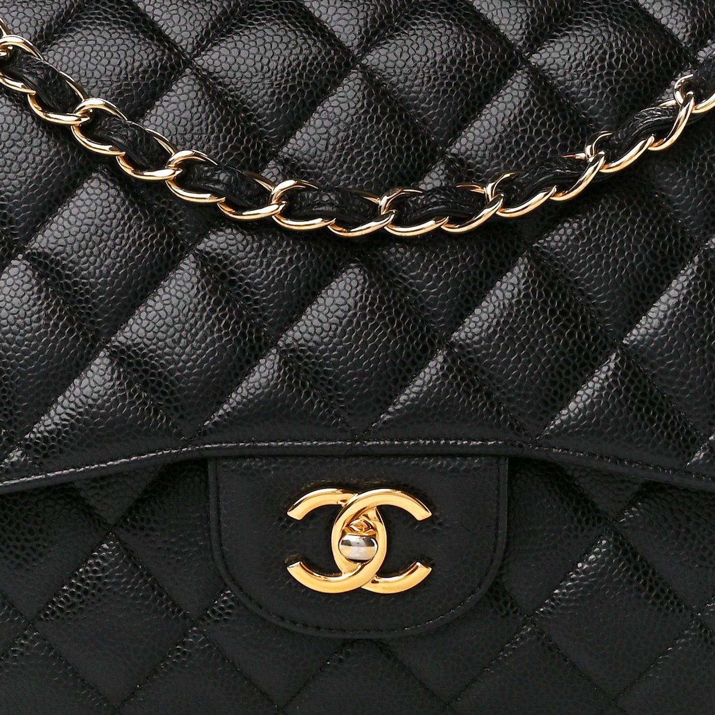 Caviar Quilted Jumbo Double Flap Black