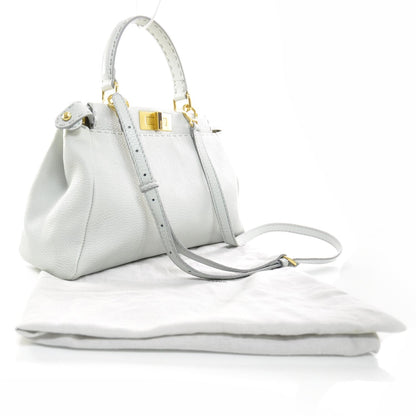 Fendi Cuoio Romano Raffia Selleria Medium Peekaboo Iconic Satchel Acqua Moro 3 of 10
