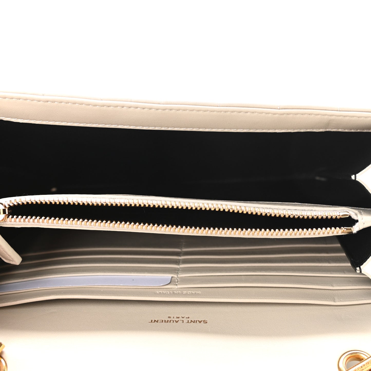 Lambskin Matelasse Monogram Vicky Chain Wallet Off White