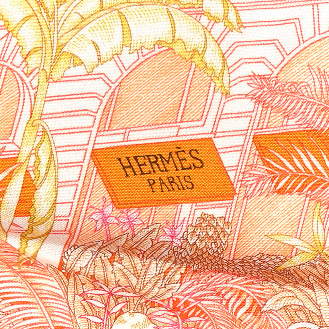 Hermes Silk Faubourg Tropical Scarf 90 Orange Mangue Rose 2 of 5