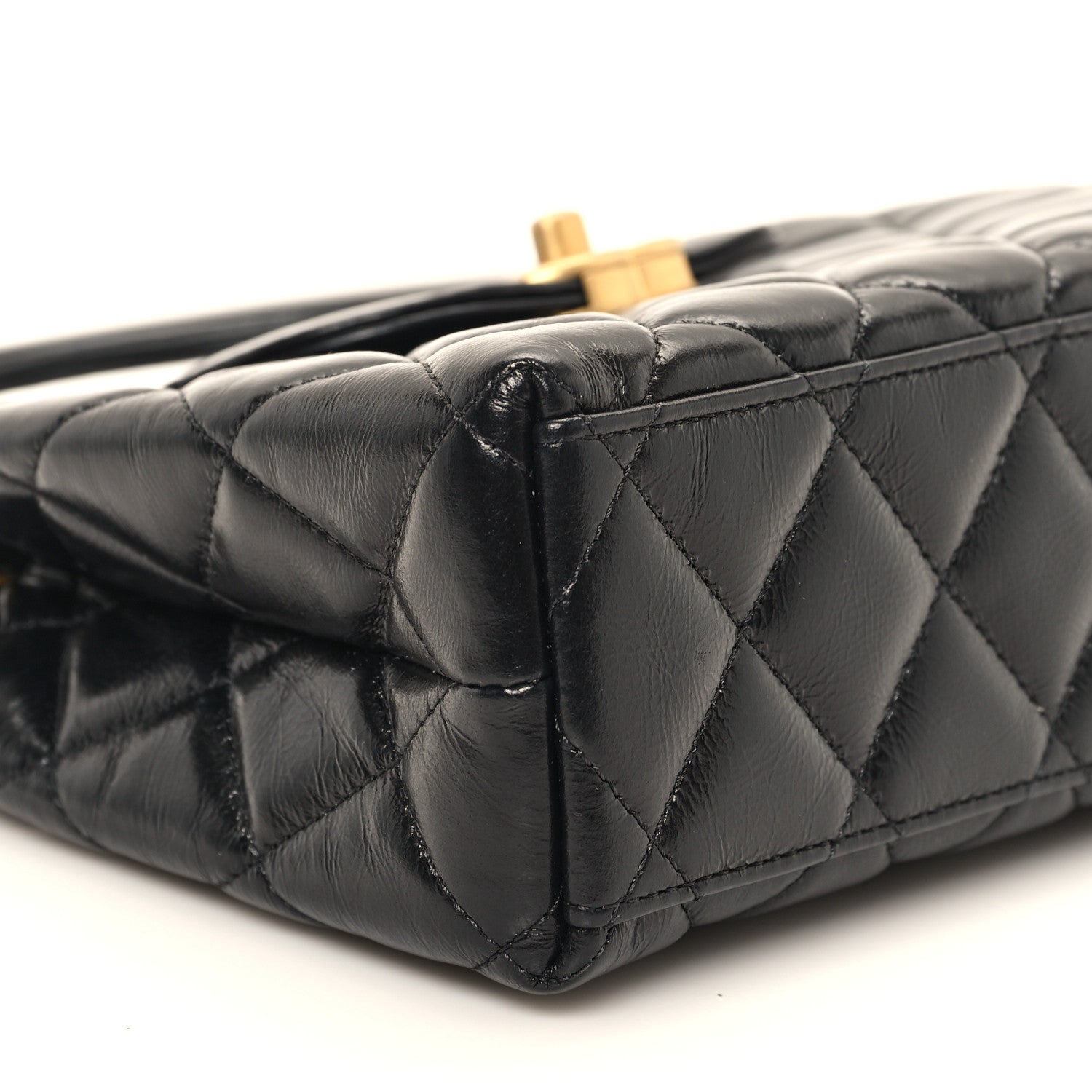 Chanel Shiny Aged Calfskin Quilted Nano Kelly Shopper Black 9 of 11