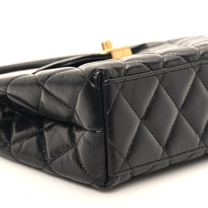 Chanel Shiny Aged Calfskin Quilted Nano Kelly Shopper Black 9 of 11