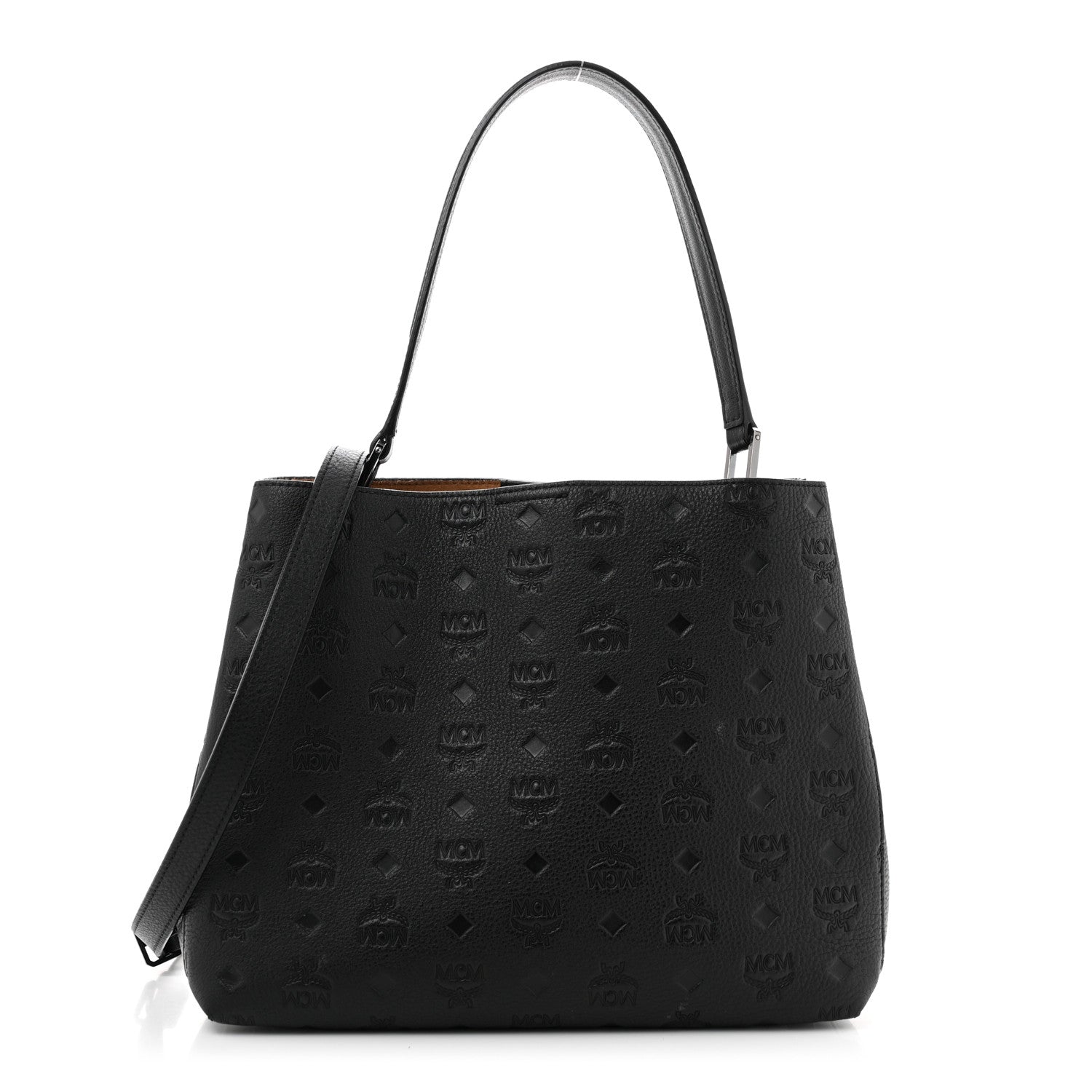 MCM Calfskin Ottomar Monogram Sarah Convertible Hobo Black 1 of 13
