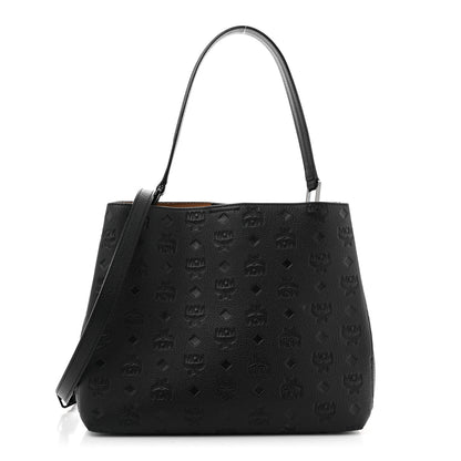 MCM Calfskin Ottomar Monogram Sarah Convertible Hobo Black 1 of 13