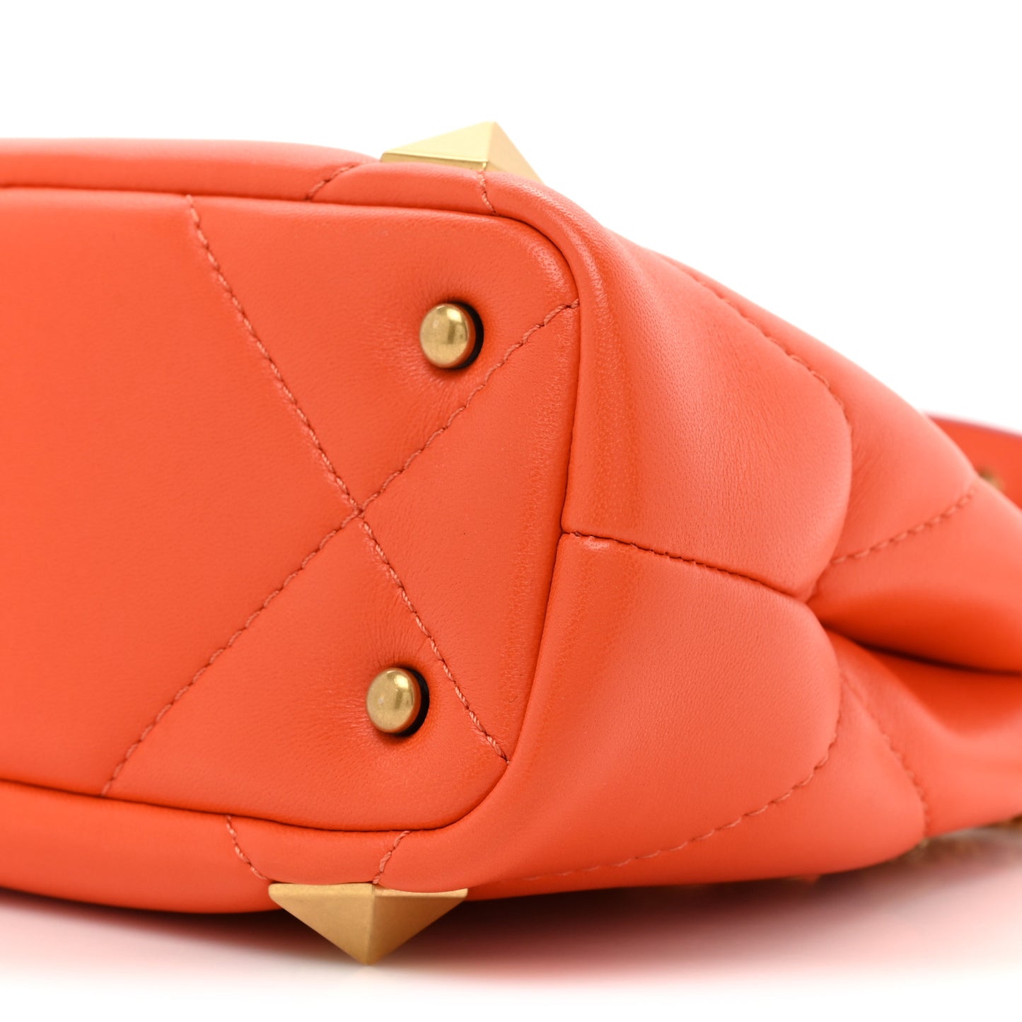 Nappa Small Roman Stud The Handle Bag Orange Zest