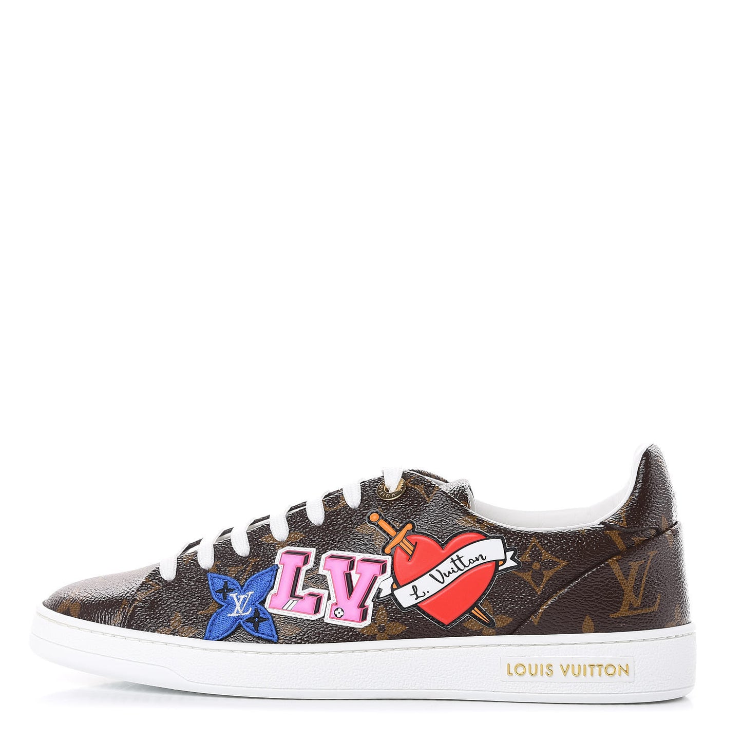 Calfskin Monogram LV Black Heart Sneakers 39 Cacao