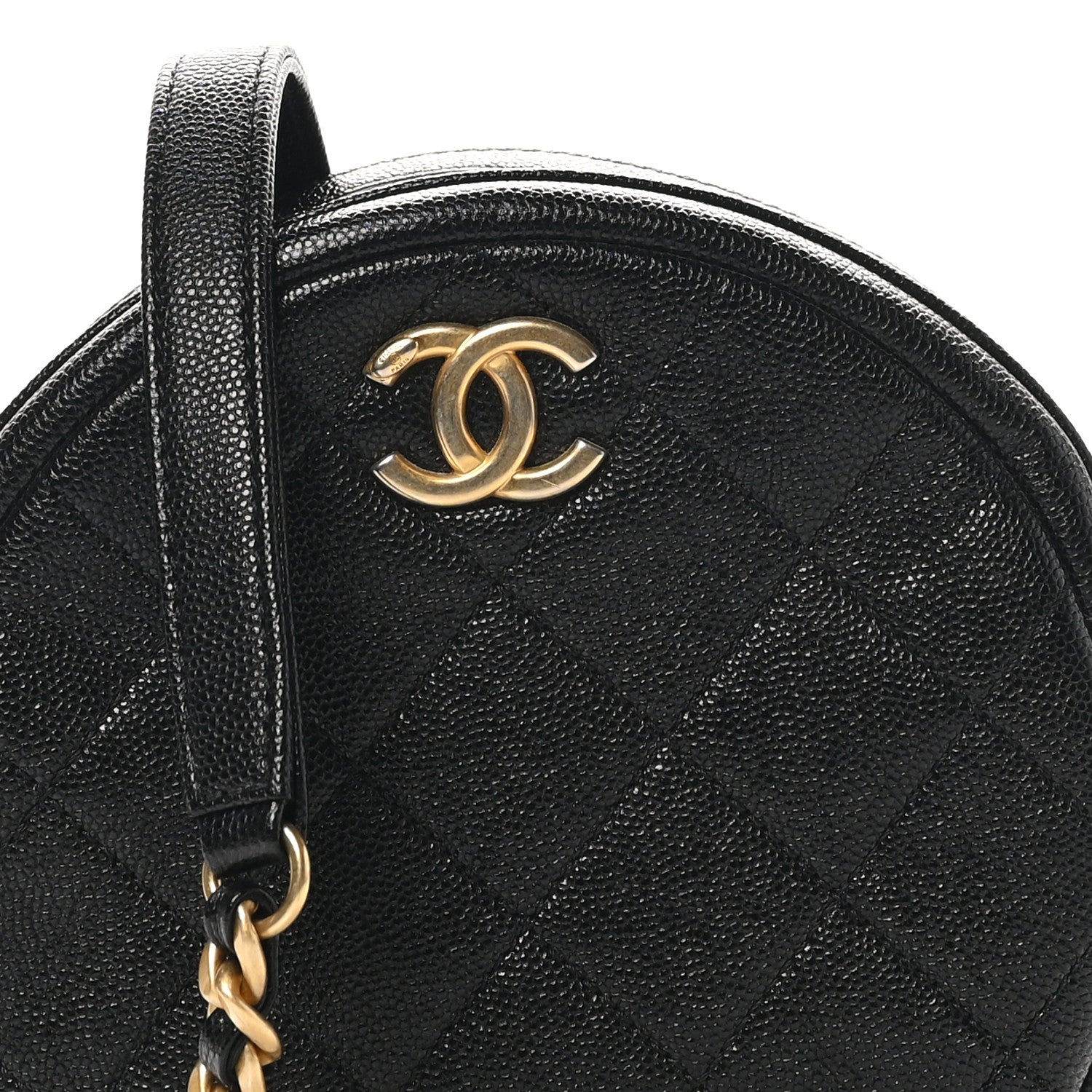 Chanel Caviar Quilted Small Round Bag With Chain Black 8 of 11