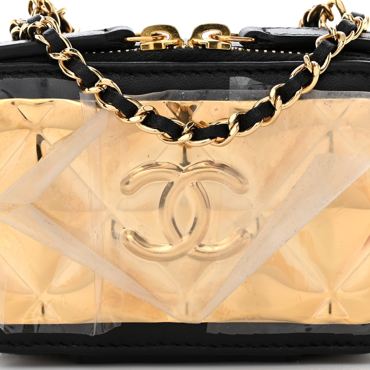 Chanel Lambskin Quilted Golden Plate Clutch With Chain Black 8 of 10