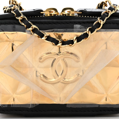 Chanel Lambskin Quilted Golden Plate Clutch With Chain Black 8 of 10