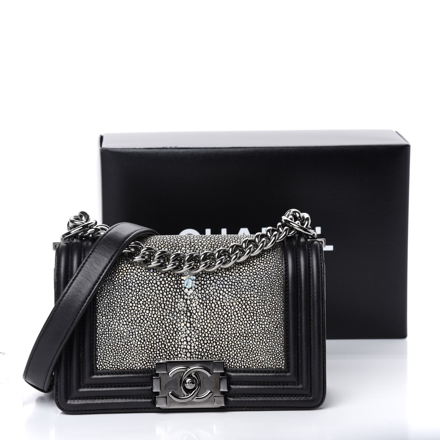 Chanel Galuchat Stingray Small Boy Flap Black 17 of 17