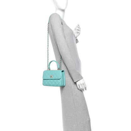 Chanel Lambskin Quilted Small Trendy CC Flap Dual Handle Bag Turquoise 2 of 10