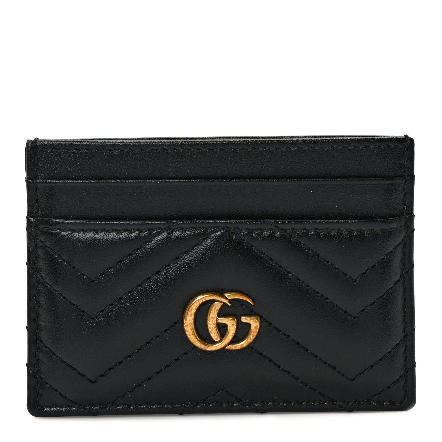 Calfskin Matelasse GG Marmont Card Holder Black