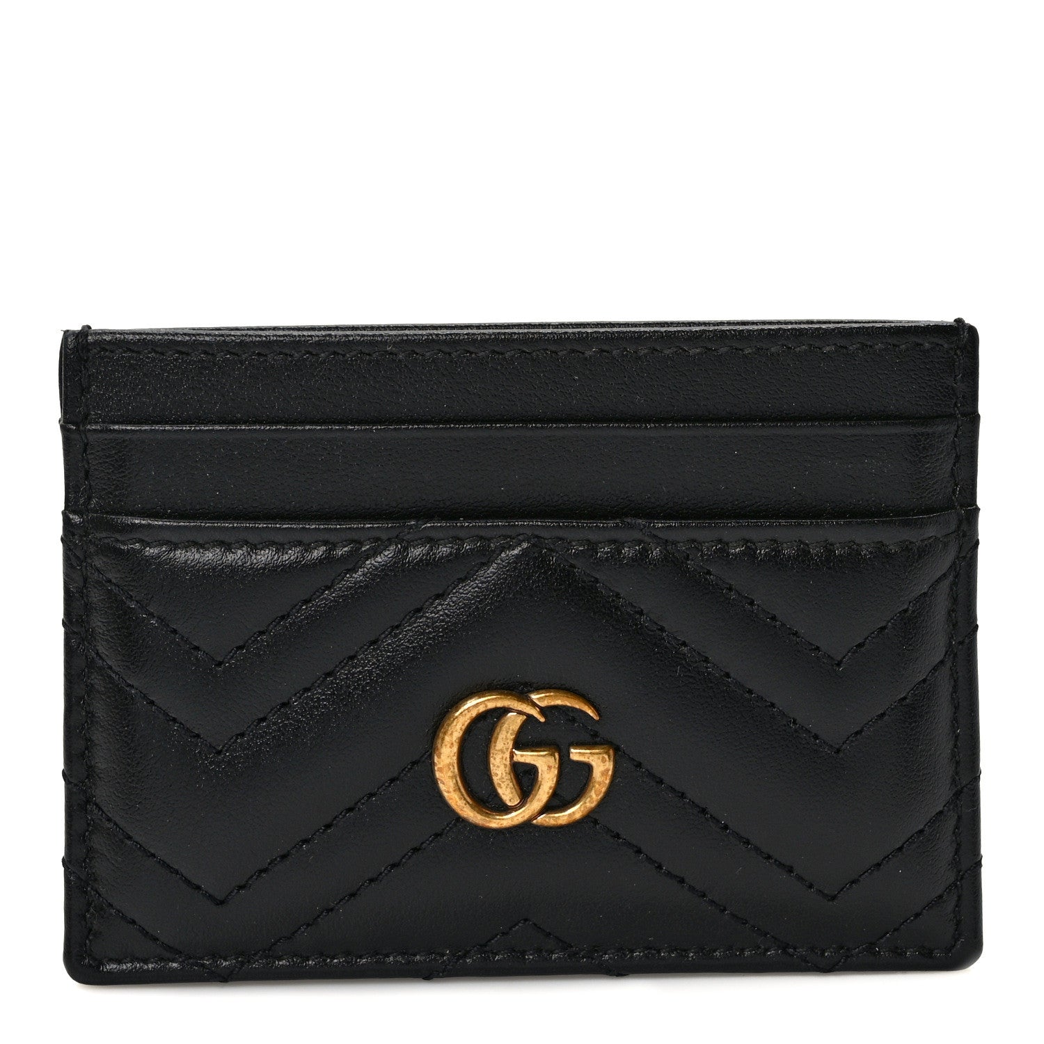 Gucci Calfskin Matelasse GG Marmont Card Holder Black 1 of 7