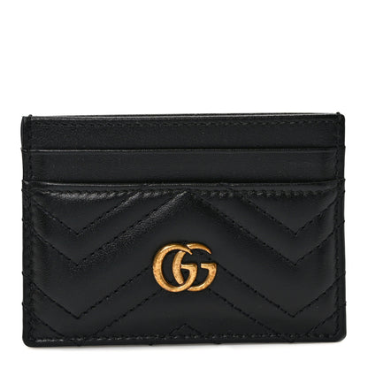 Gucci Calfskin Matelasse GG Marmont Card Holder Black 1 of 7