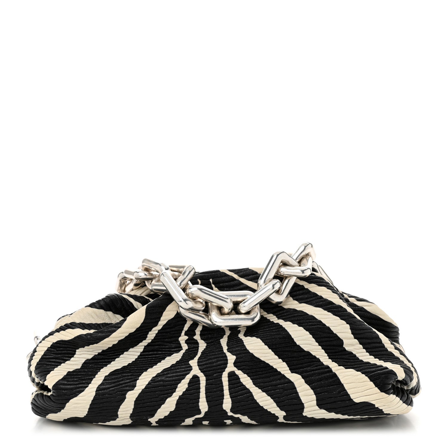 Bottega Veneta Nappa Zebra Print The Pouch Chain White Black 1 of 11