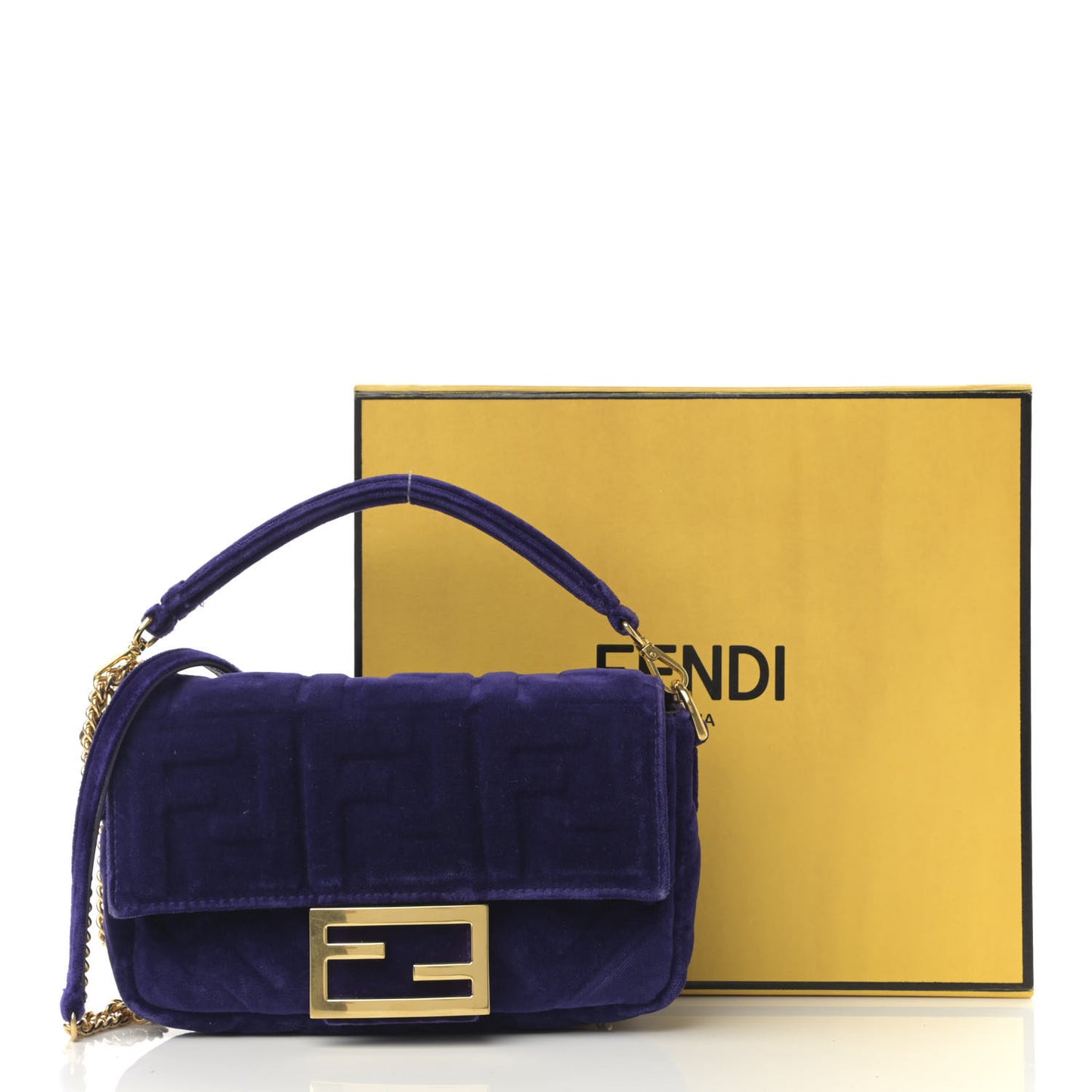 Velluto FF Embossed Mini Baguette Viola Plus