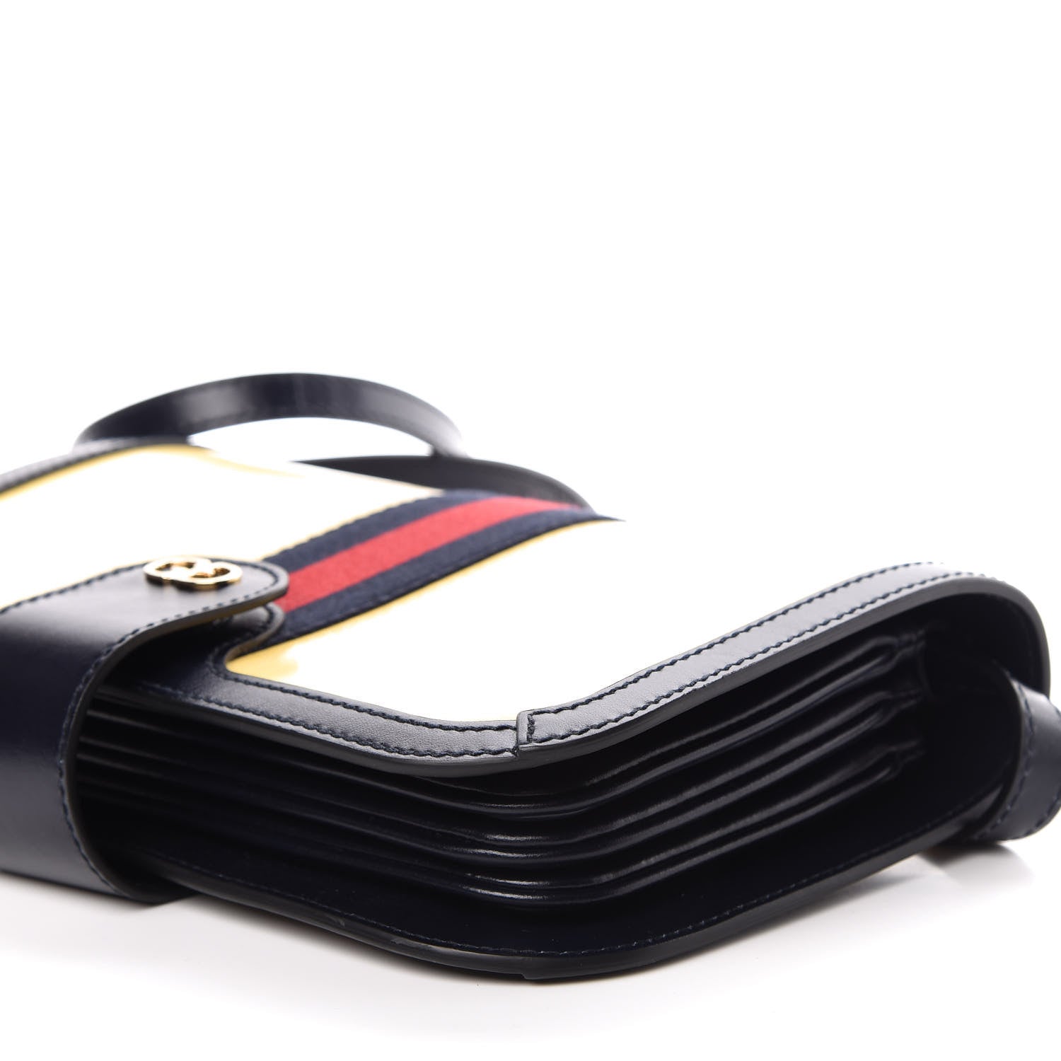 Gucci Crystal Monogram Plutone Calfskin Web Ophidia Flap Messenger Bag Straw Yellow Blue 9 of 13