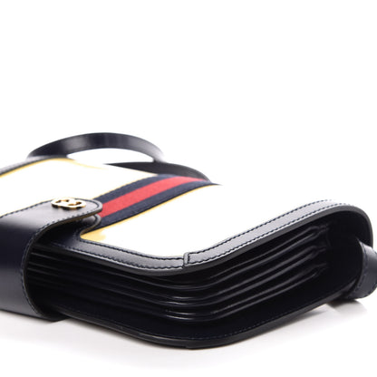 Gucci Crystal Monogram Plutone Calfskin Web Ophidia Flap Messenger Bag Straw Yellow Blue 9 of 13