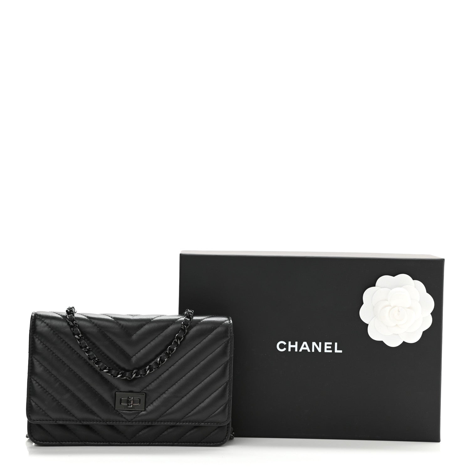 Chanel Chevron Reissue Wallet On Chain WOC So Black 12 of 12