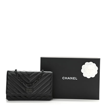 Chanel Chevron Reissue Wallet On Chain WOC So Black 12 of 12