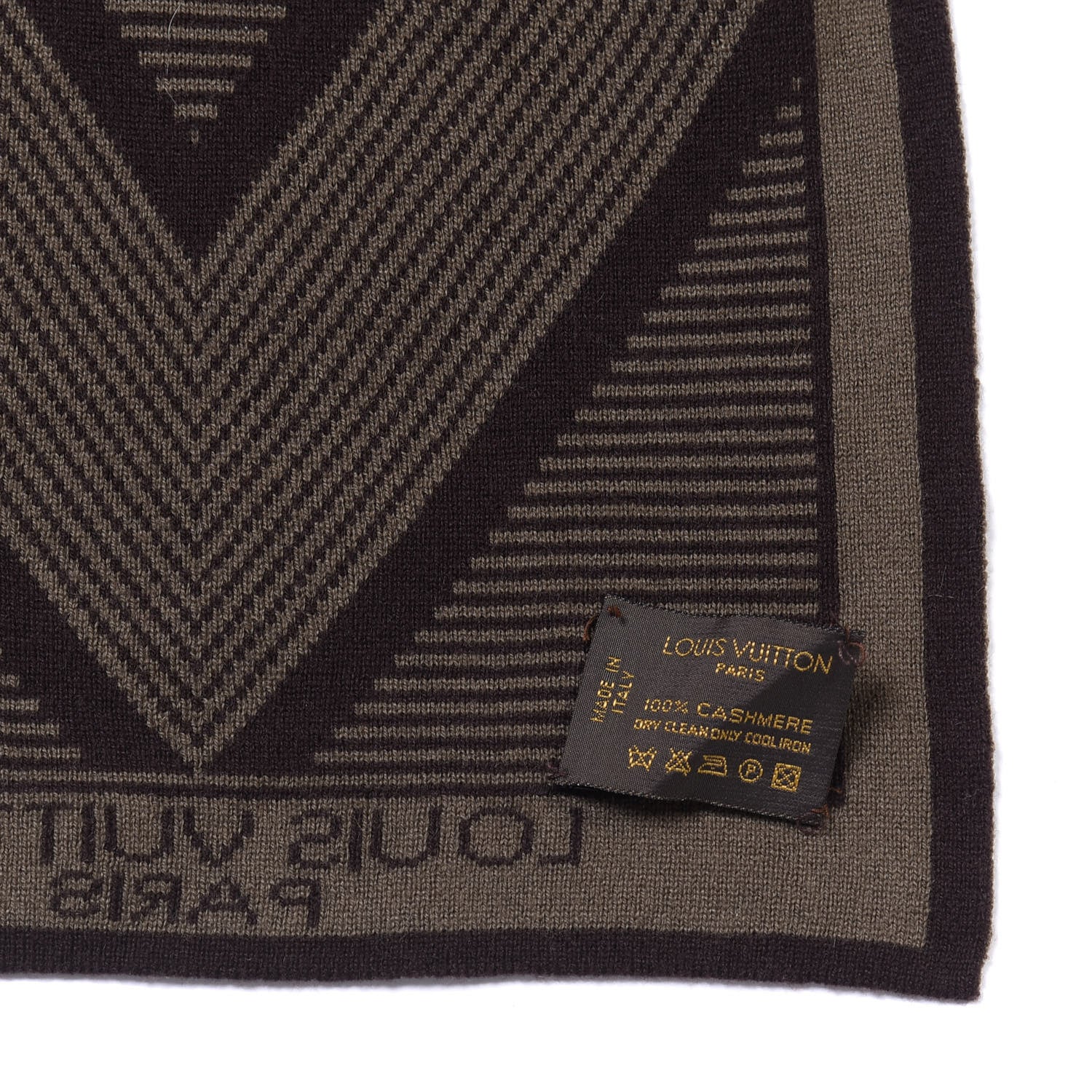 Louis Vuitton Cashmere Striped V Scarf Brown 3 of 4