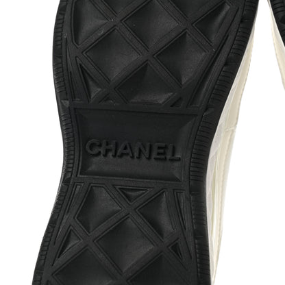 Chanel Velvet Calfskin Mixed Fibers CC Sneakers 36 Ivory Black 6 of 9