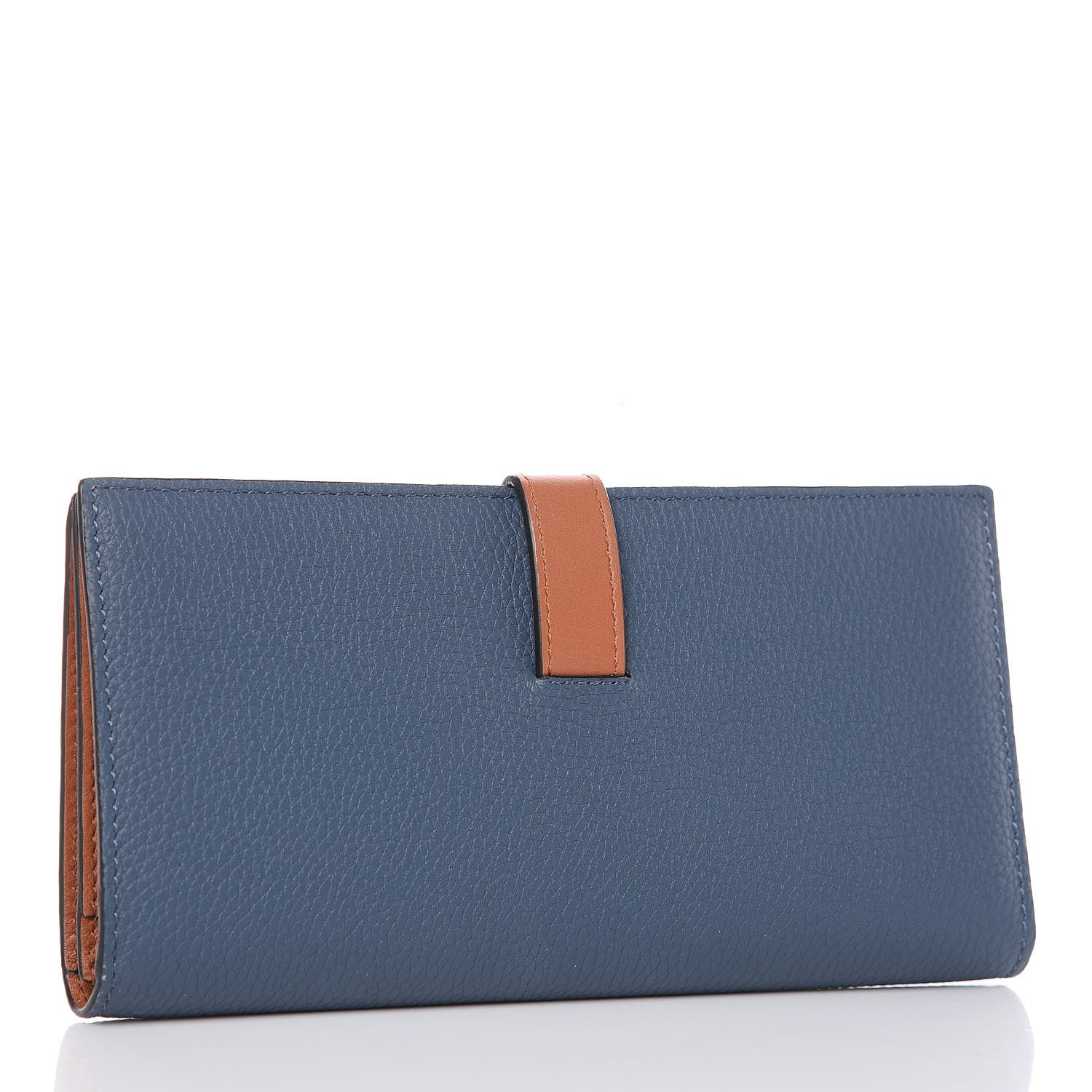 Loewe Grained Calfskin Large Vertical Wallet Steel Blue Tan 3 of 7