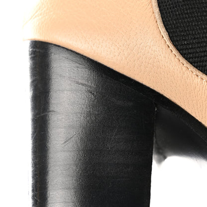 Chanel Lambskin Cap Toe Boots 37 Beige Black 10 of 11