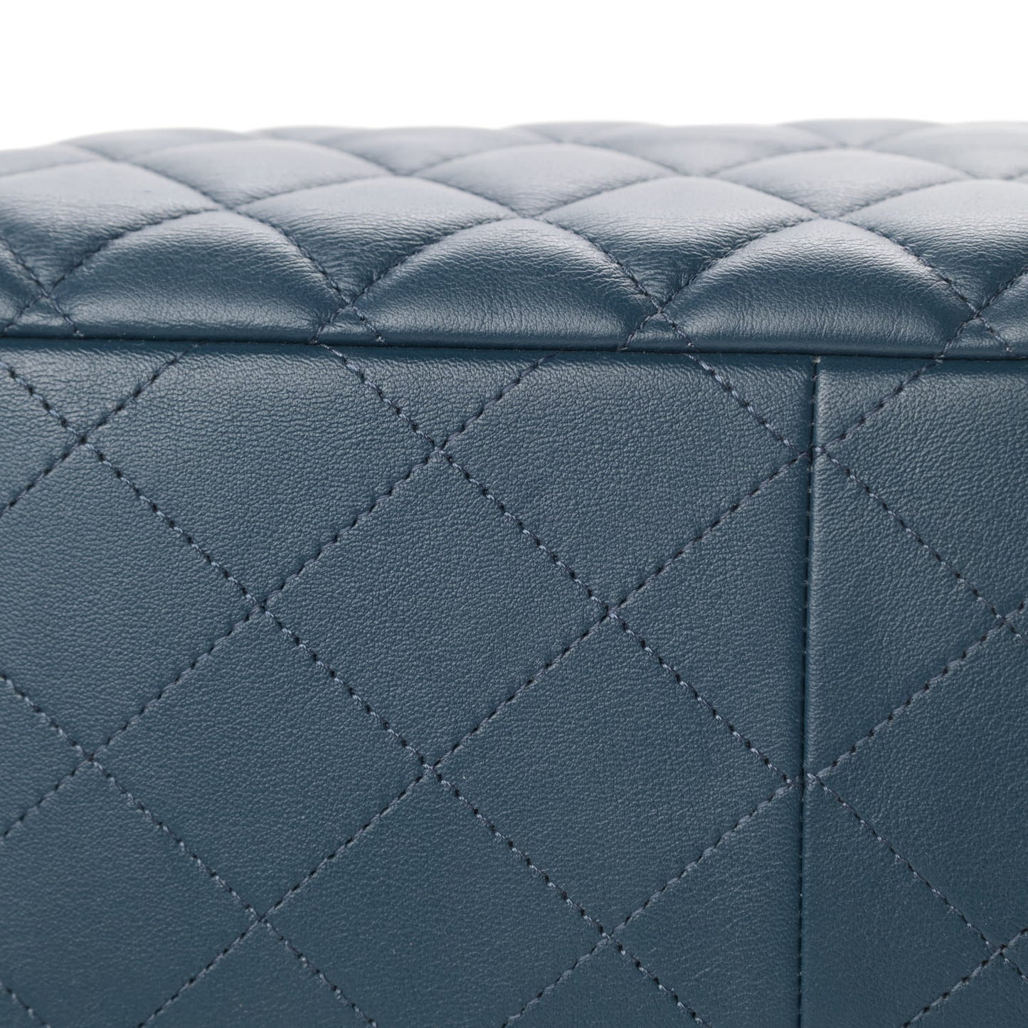 Lambskin Quilted Large Classic Shopping Tote Blue